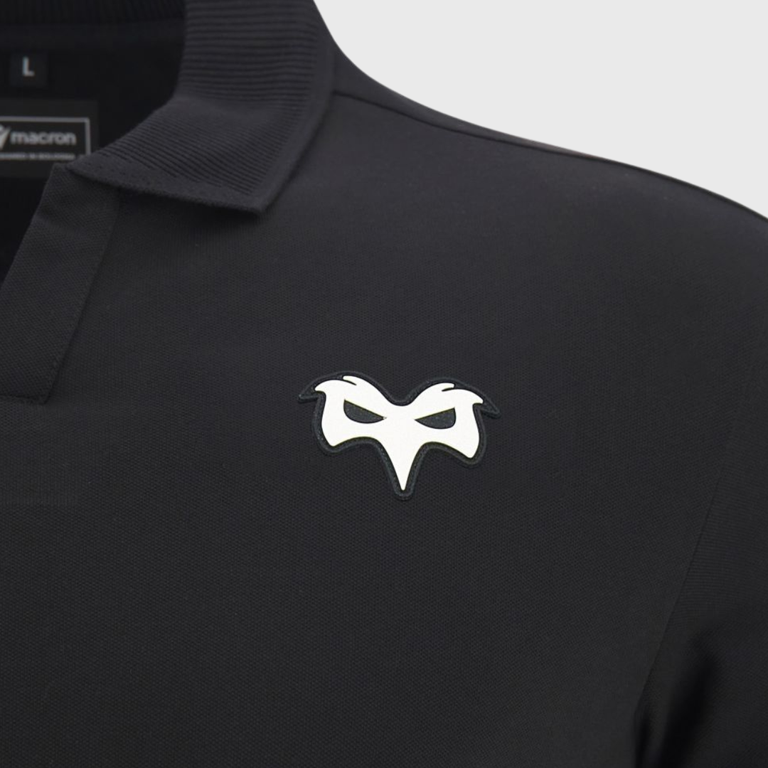 Macron Ospreys Rugby Athleisure Cotton Polo Shirt Black 2026/27