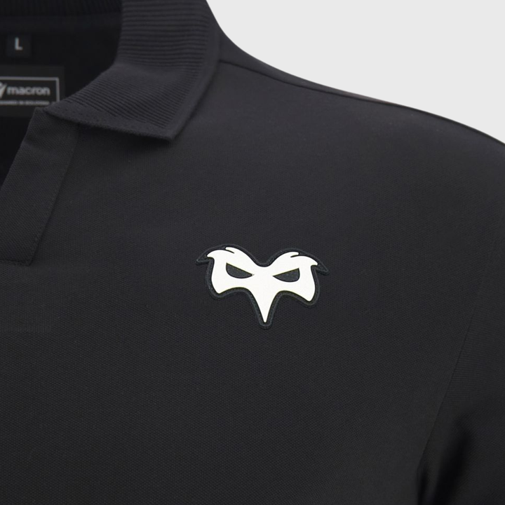 Macron Ospreys Rugby Athleisure Cotton Polo Shirt Black 2026/27