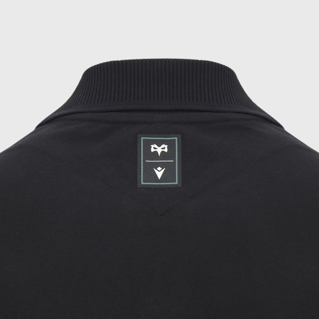 Macron Ospreys Rugby Athleisure Cotton Polo Shirt Black 2026/27