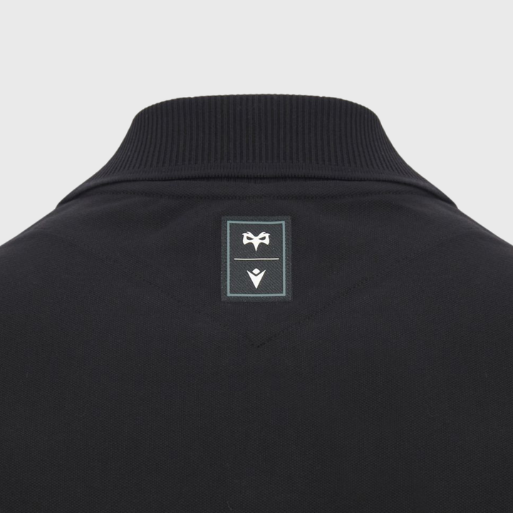 Macron Ospreys Rugby Athleisure Cotton Polo Shirt Black 2026/27