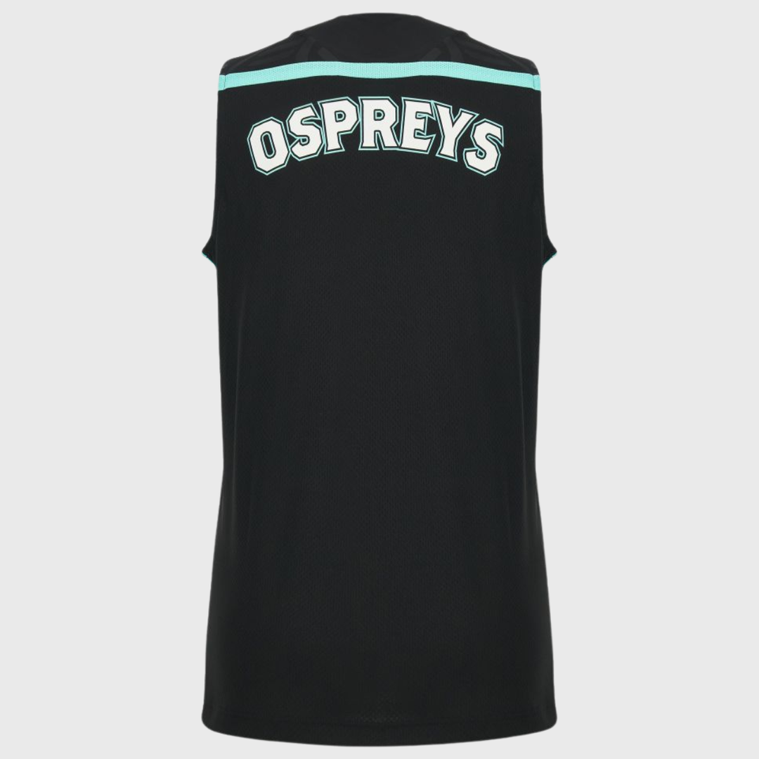 Macron Ospreys Rugby Sleeveless Tee Black/Teal 2026/27