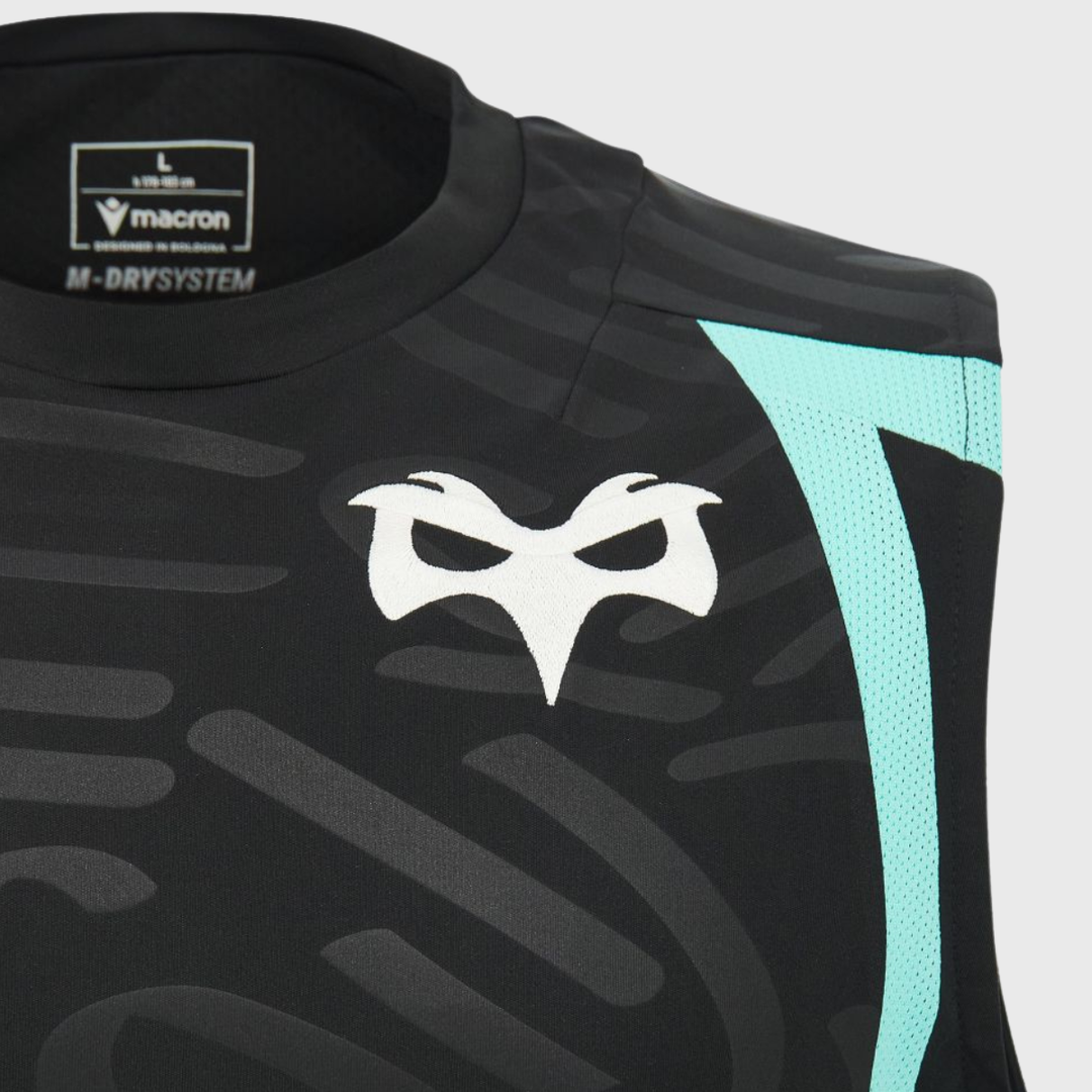 Macron Ospreys Rugby Sleeveless Tee Black/Teal 2026/27