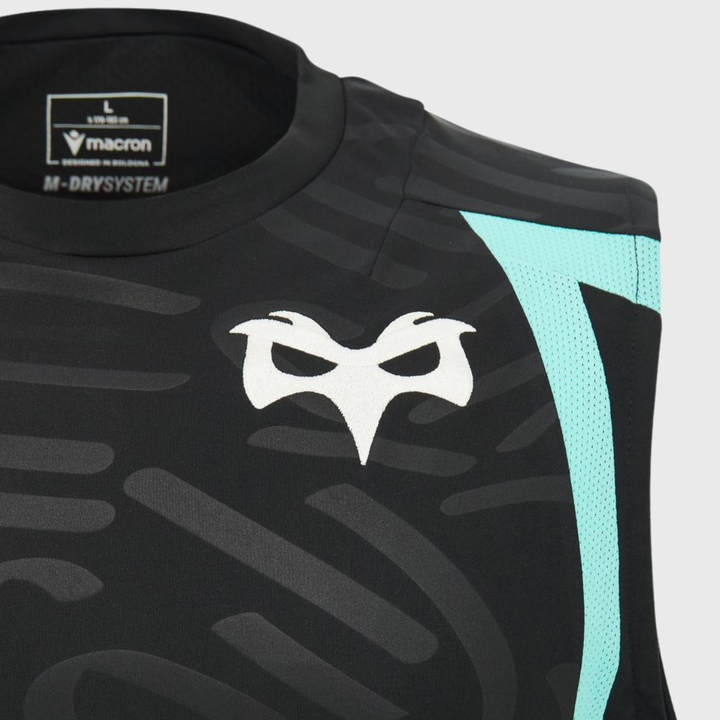 Macron Ospreys Rugby Sleeveless Tee Black/Teal 2026/27