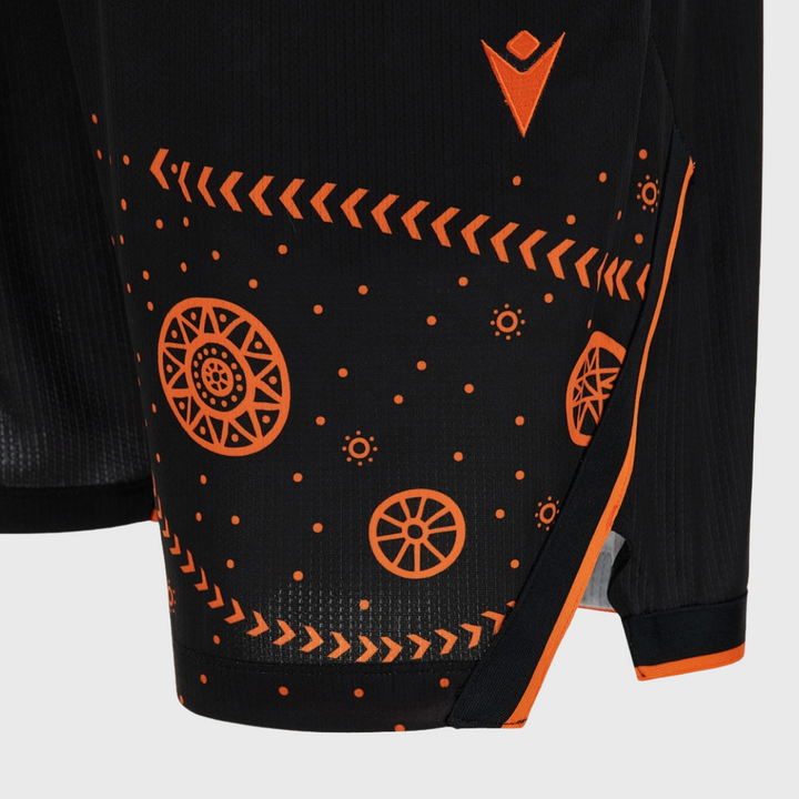 Macron Rugby World Cup 2027 Kid's Indigenous Basketball Shorts Black/Orange