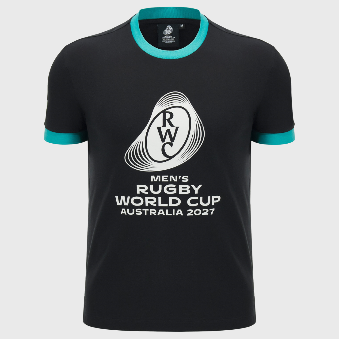 Macron Rugby World Cup 2027 Cotton Tee Black/Turquoise