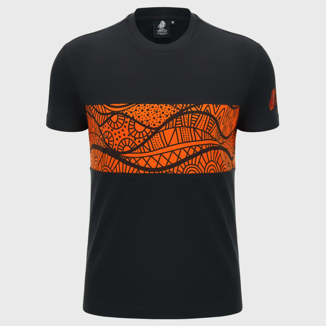 Macron Rugby World Cup 2027 Kid's Indigenous Cotton Tee Black/Orange