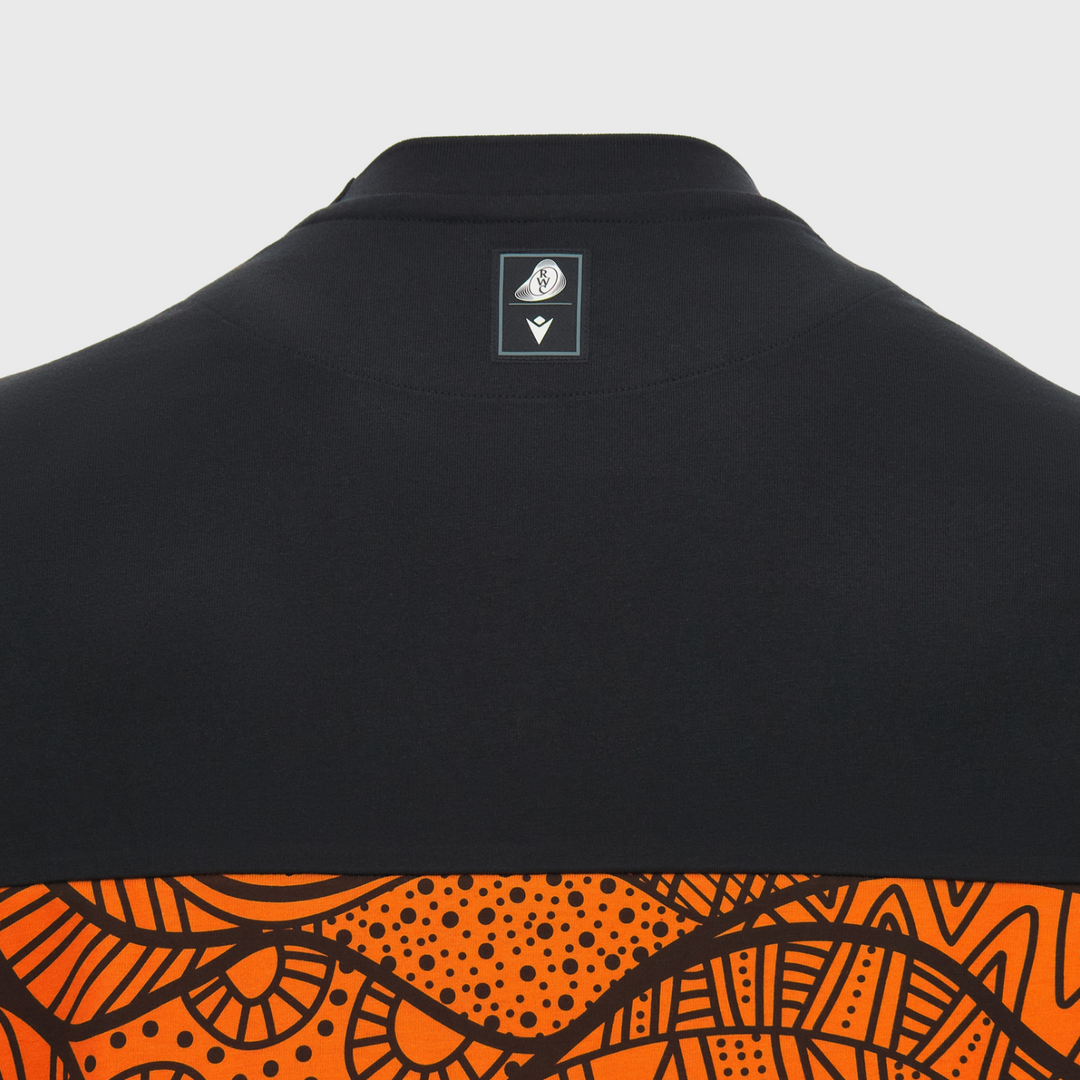 Macron Rugby World Cup 2027 Kid's Indigenous Cotton Tee Black/Orange