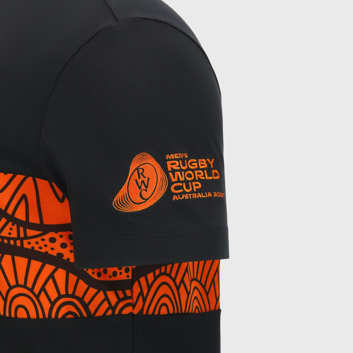 Macron Rugby World Cup 2027 Kid's Indigenous Cotton Tee Black/Orange
