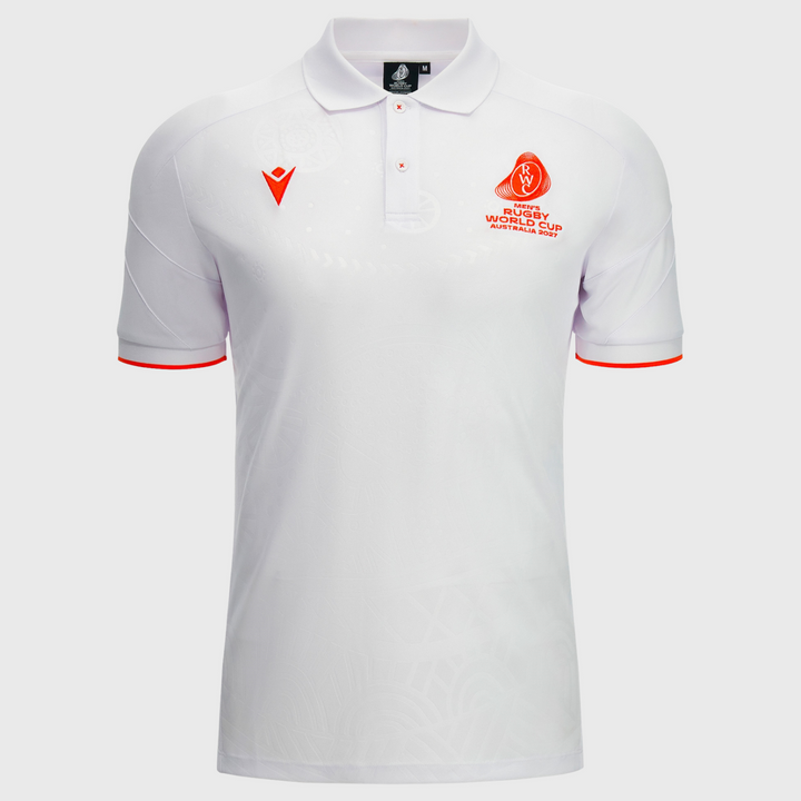 Macron Rugby World Cup 2027 Poly Polo Shirt White/Orange