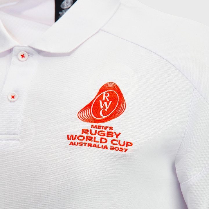 Macron Rugby World Cup 2027 Poly Polo Shirt White/Orange