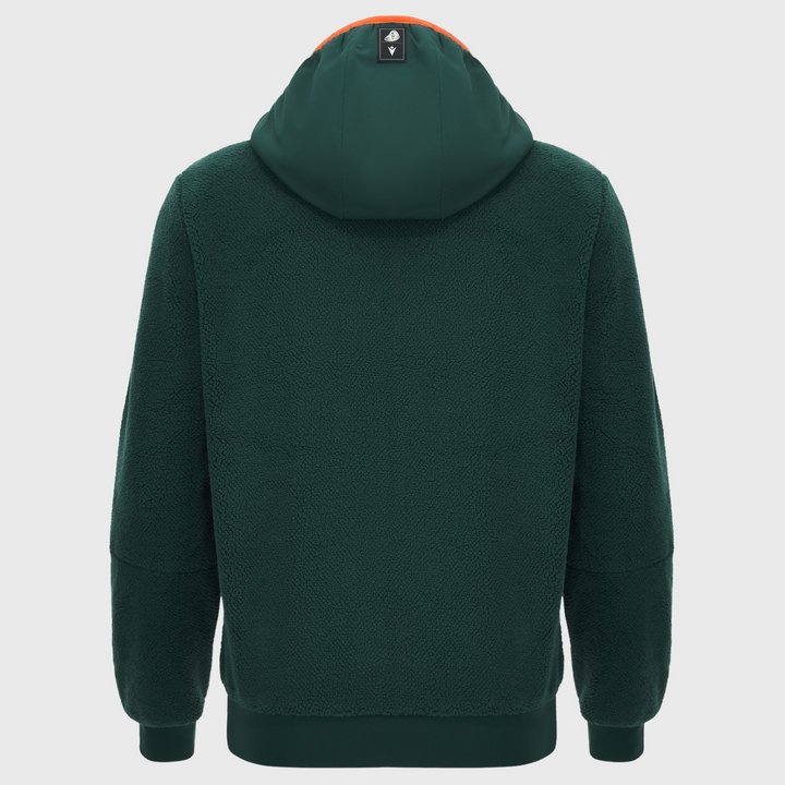 Macron Rugby World Cup 2027 Athleisure Teddy Full Zip Hoody Dark Green/Orange
