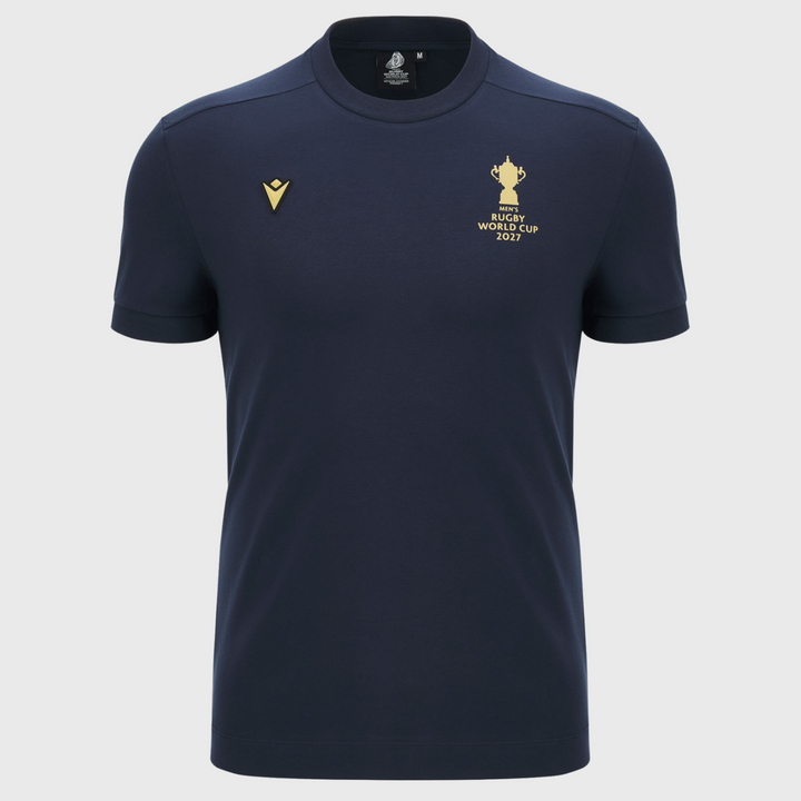 Macron Rugby World Cup 2027 Kid's Webb Ellis Cotton Tee Navy/Gold