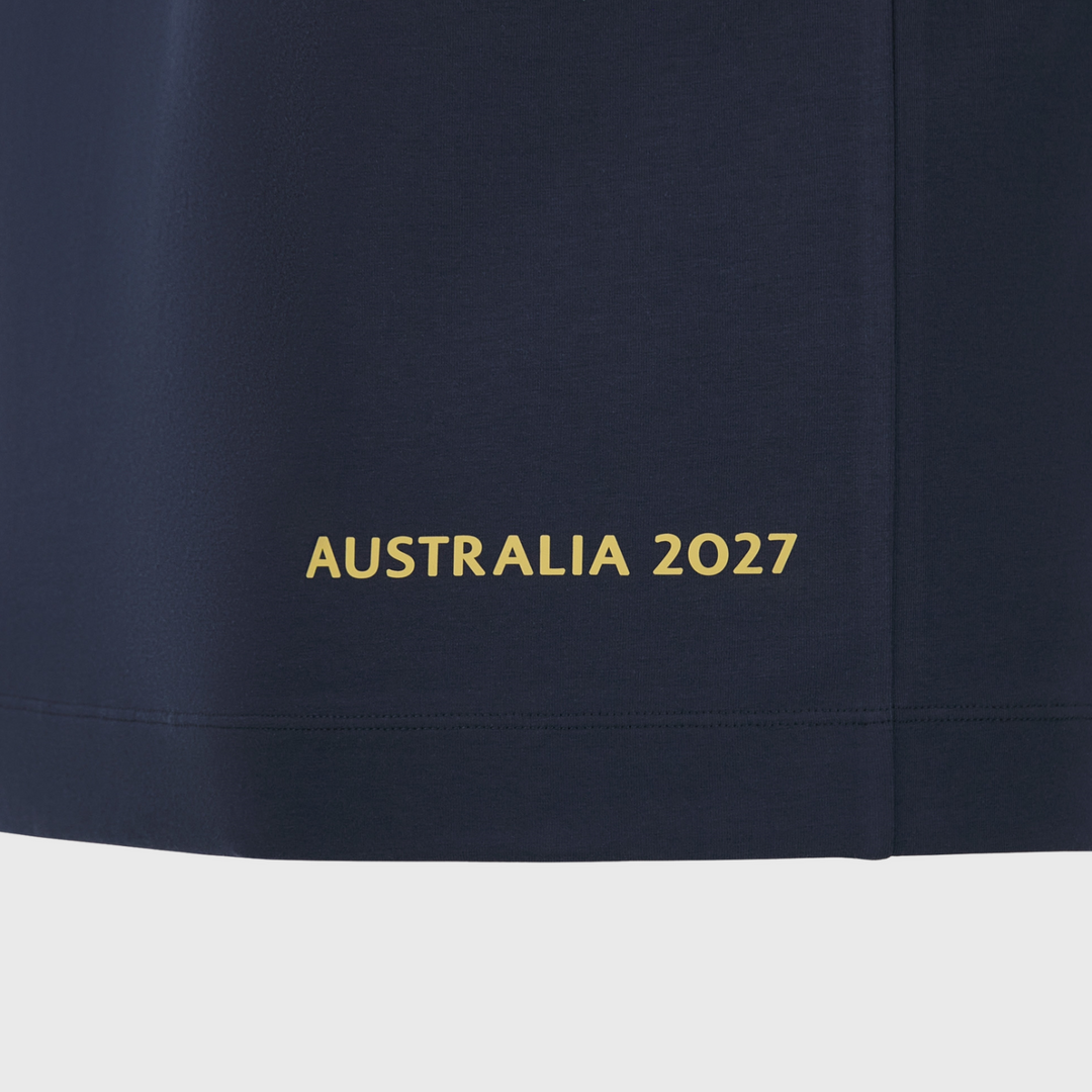 Macron Rugby World Cup 2027 Kid's Webb Ellis Cotton Tee Navy/Gold