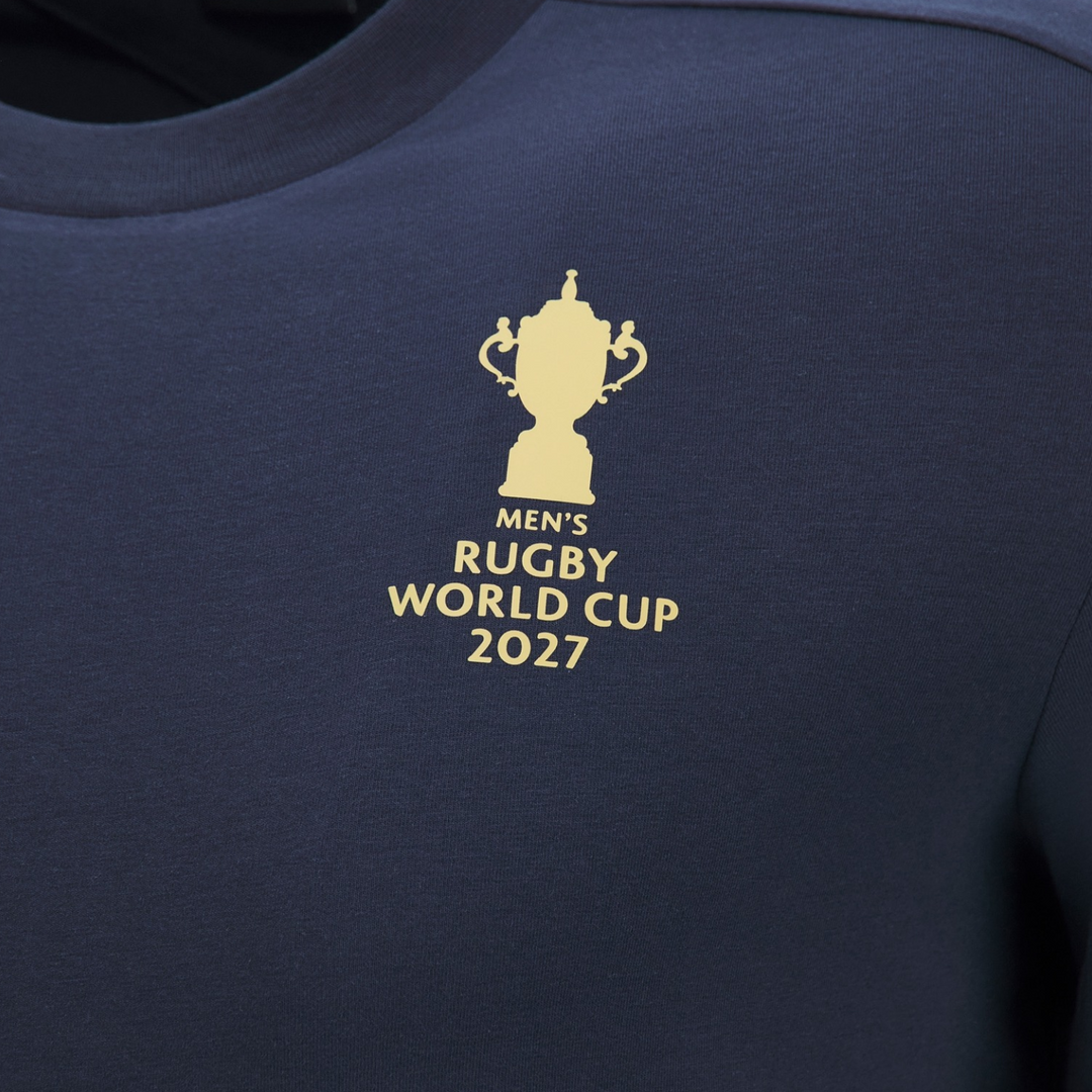 Macron Rugby World Cup 2027 Kid's Webb Ellis Cotton Tee Navy/Gold