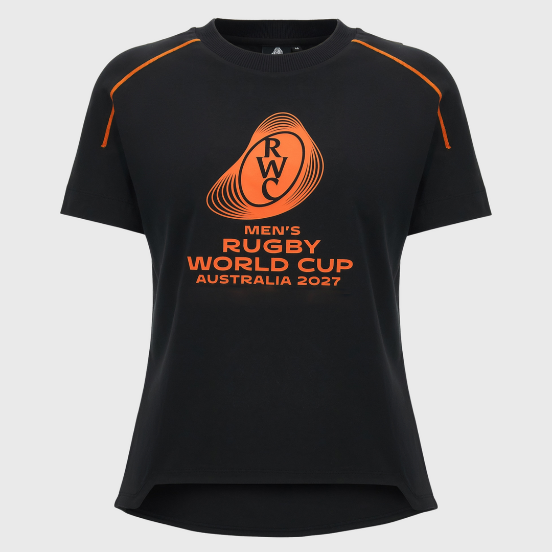 Macron Rugby World Cup 2027 Women's Cotton Tee Black/Orange