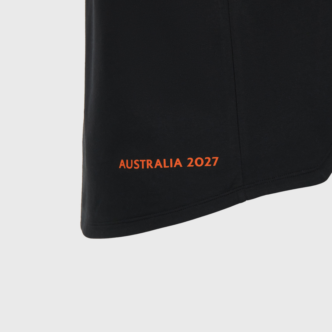 Macron Rugby World Cup 2027 Women's Cotton Tee Black/Orange