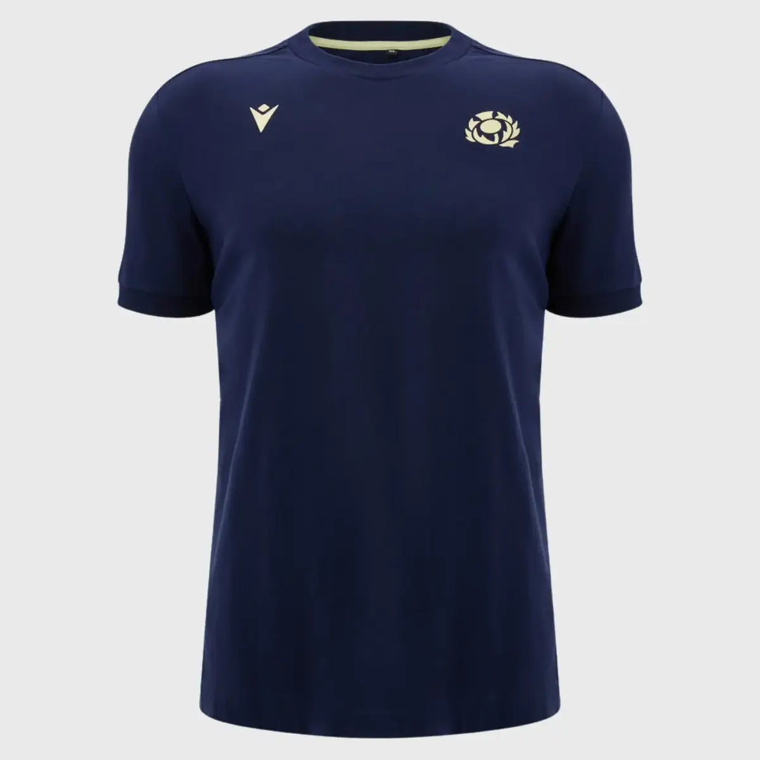 MacronScotlandAthleisureCottonTeeNavySand - Rugbystuff.com
