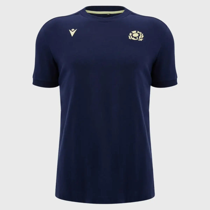 MacronScotlandAthleisureCottonTeeNavySand - Rugbystuff.com