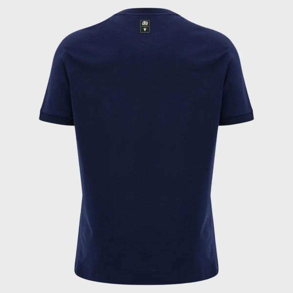 MacronScotlandAthleisureCottonTeeNavySand_1 - Rugbystuff.com