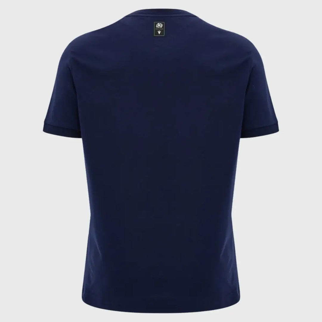 MacronScotlandAthleisureCottonTeeNavySand_1 - Rugbystuff.com
