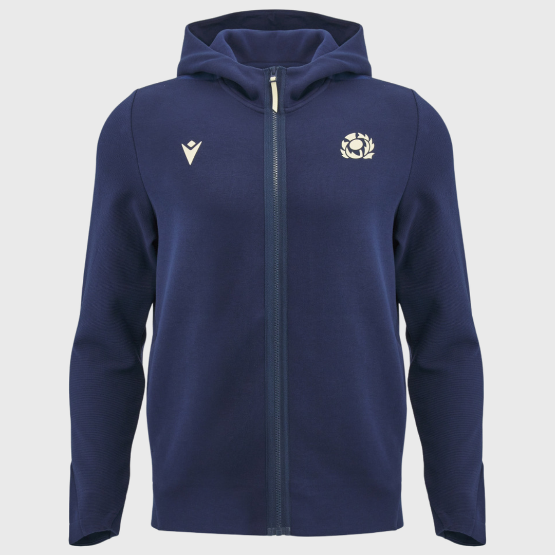 Macron Scotland Rugby Athleisure Full Zip Travel Hoody Navy/Sand 2026/27