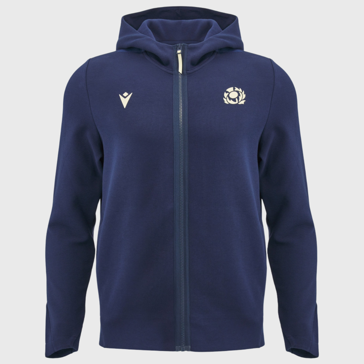 Macron Scotland Rugby Athleisure Full Zip Travel Hoody Navy/Sand 2026/27