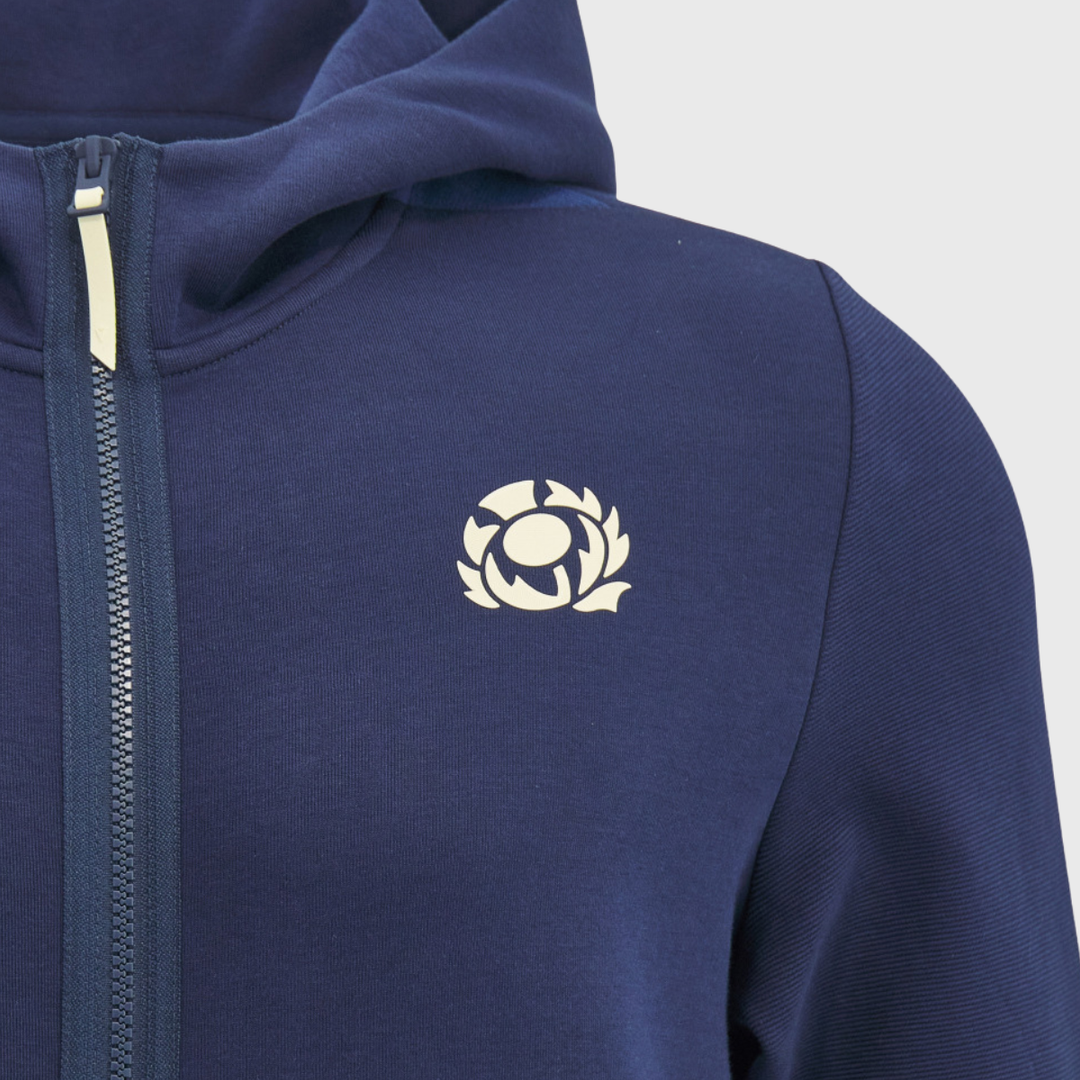 Macron Scotland Rugby Athleisure Full Zip Travel Hoody Navy/Sand 2026/27