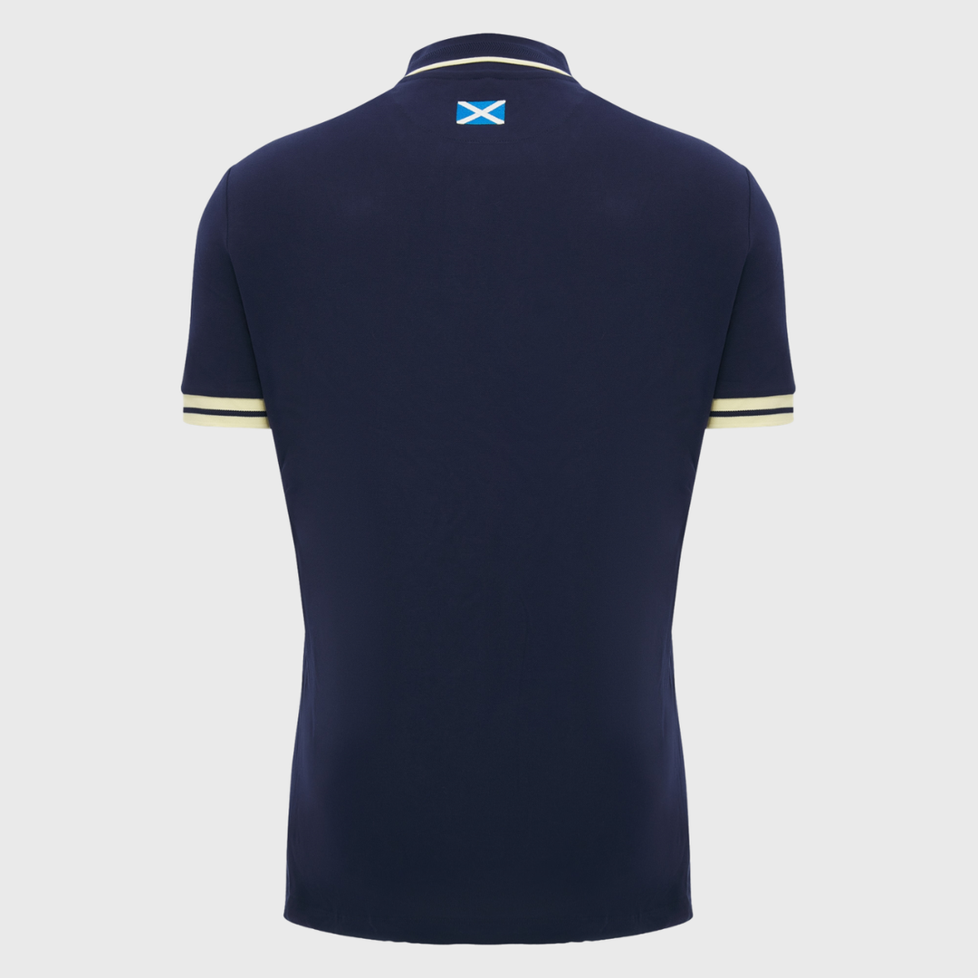 Macron Scotland Rugby Athleisure Cotton Polo Shirt Navy/Sand 2026/27