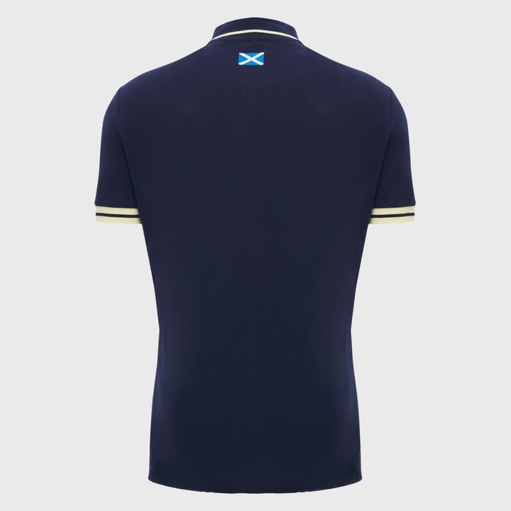 Macron Scotland Rugby Athleisure Cotton Polo Shirt Navy/Sand 2026/27