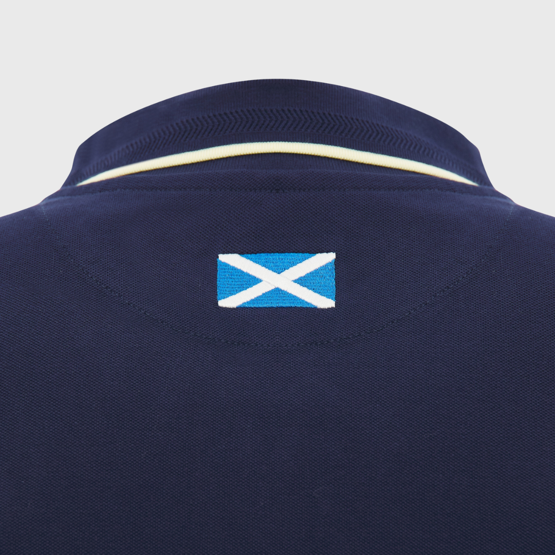 Macron Scotland Rugby Athleisure Cotton Polo Shirt Navy/Sand 2026/27