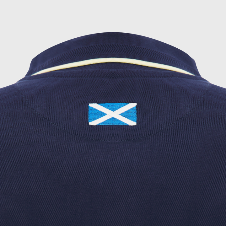Macron Scotland Rugby Athleisure Cotton Polo Shirt Navy/Sand 2026/27