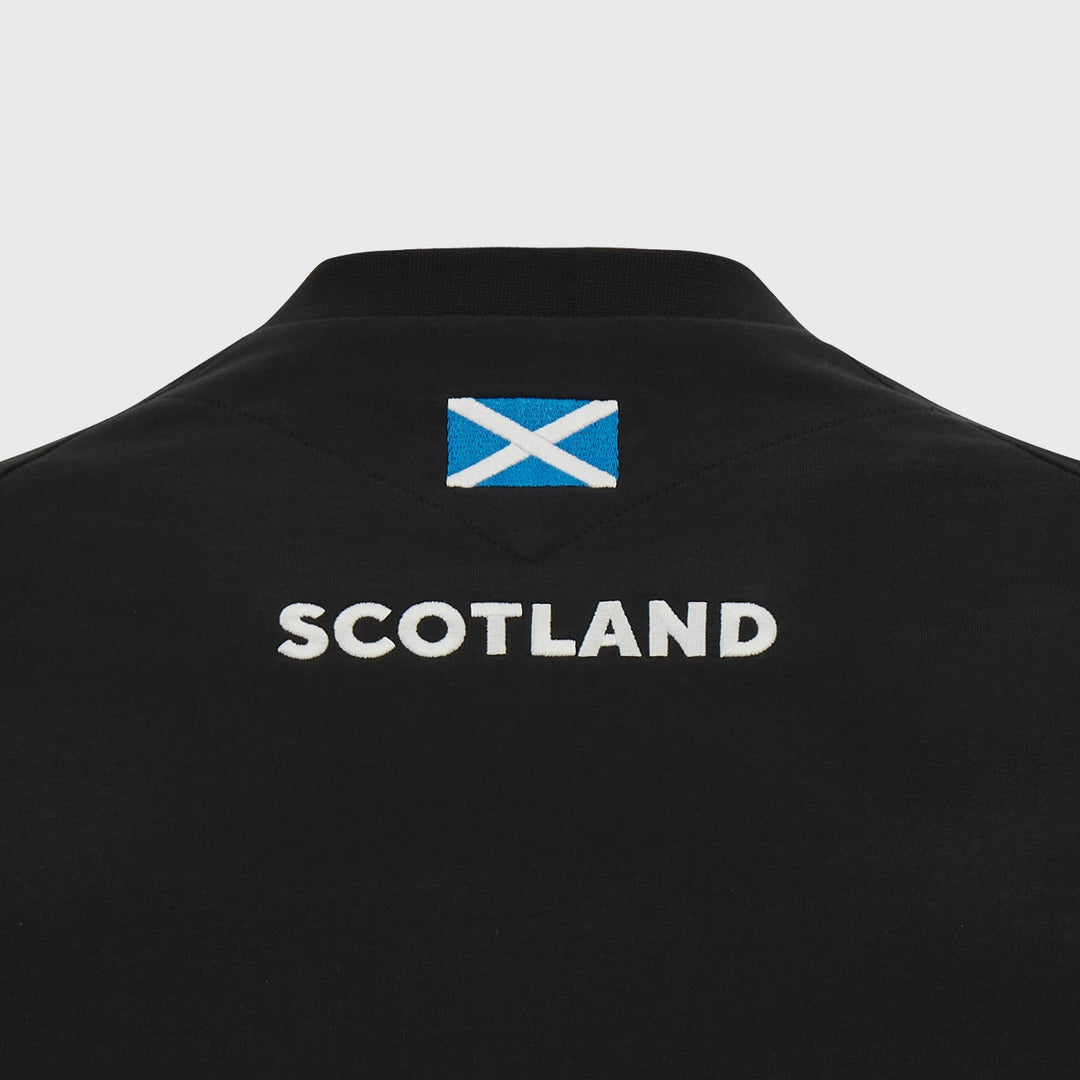 Macron Scotland Rugby Men's Long Sleeve Cotton Tee Black/Tartan - Rugbystuff.com