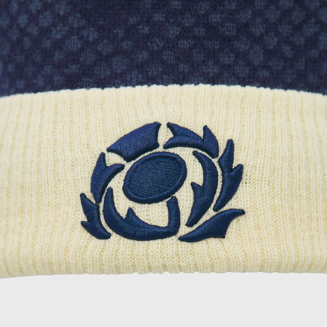 Macron Scotland Rugby Bobble Beanie Hat Navy/Sand 2026/27