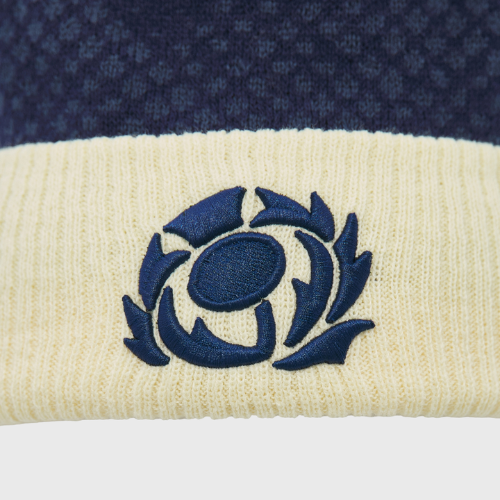 Macron Scotland Rugby Bobble Beanie Hat Navy/Sand 2026/27