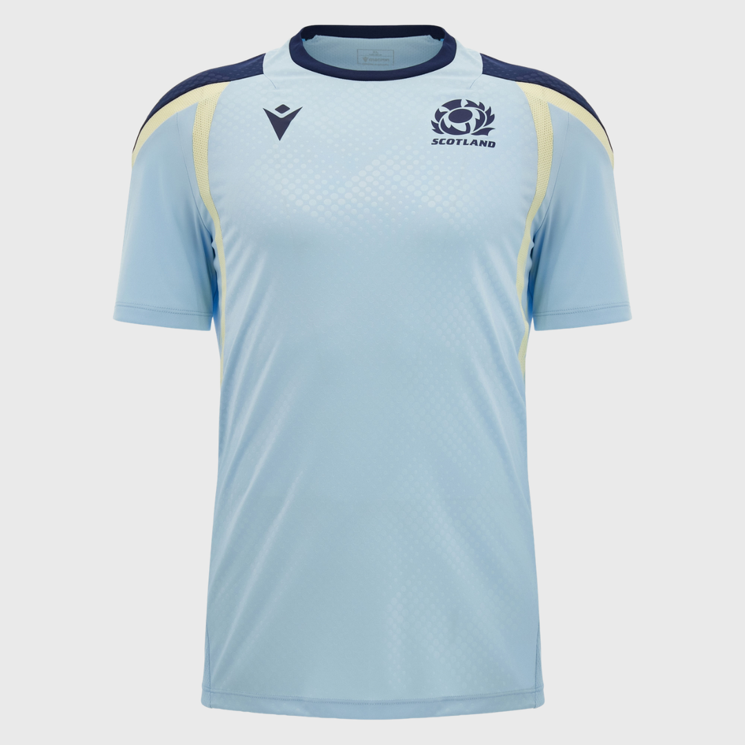 Macron Scotland Rugby Poly Tee Light Blue/Sand 2026/27