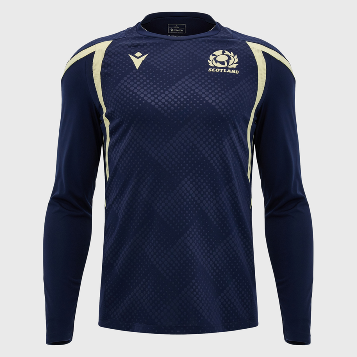 Macron Scotland Rugby Long Sleeve Poly Tee Navy/Sand 2026/27