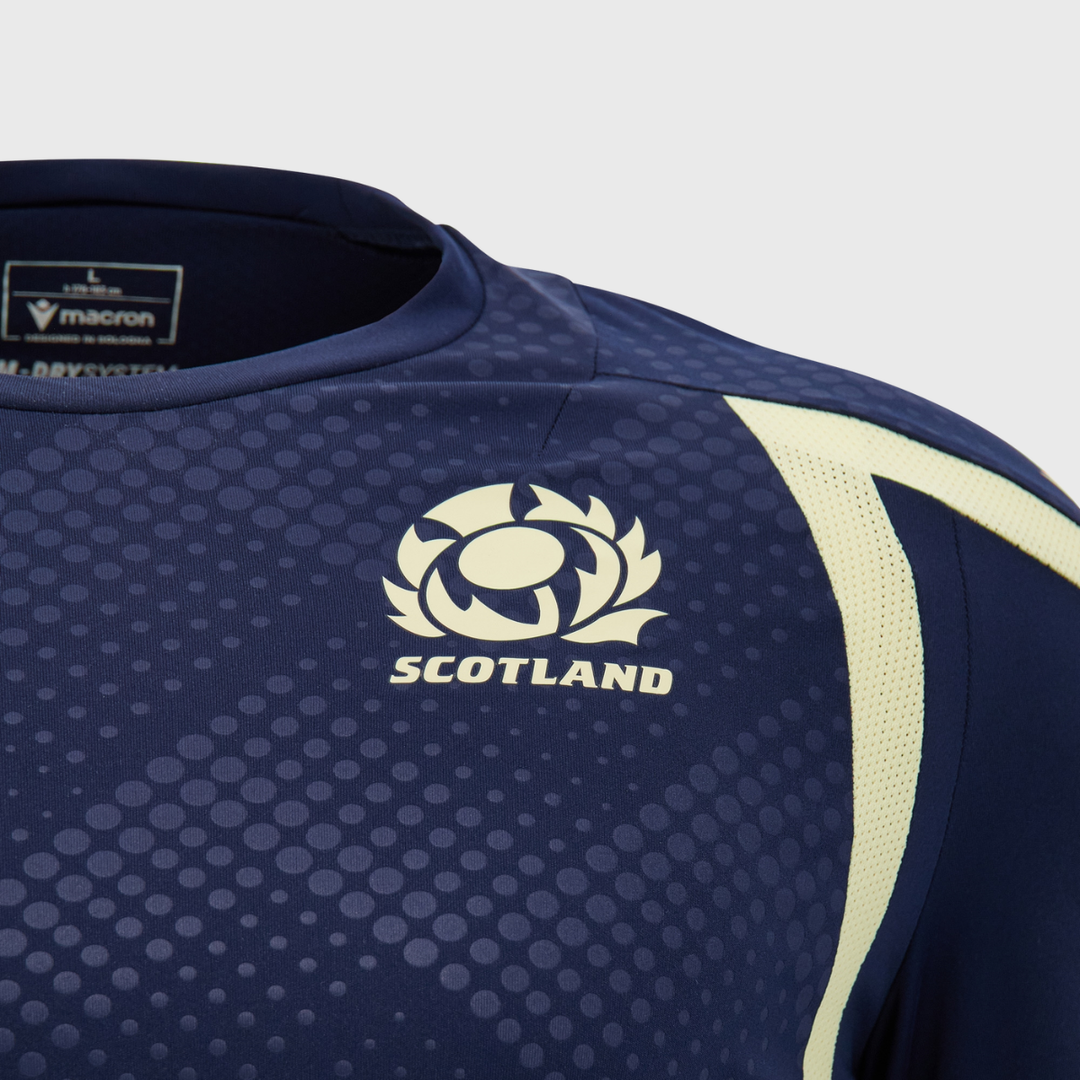 Macron Scotland Rugby Long Sleeve Poly Tee Navy/Sand 2026/27