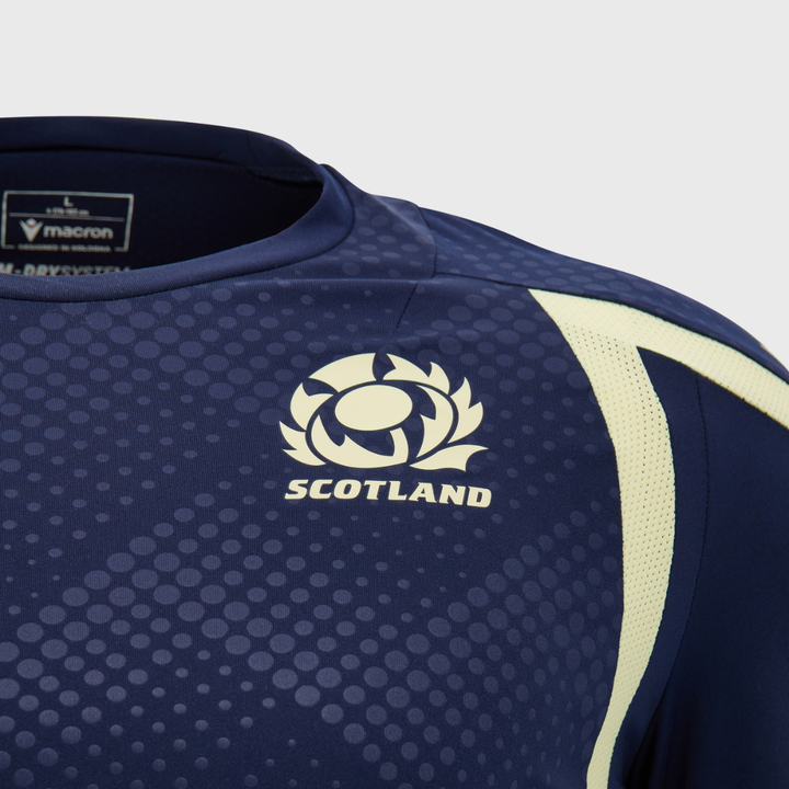 Macron Scotland Rugby Long Sleeve Poly Tee Navy/Sand 2026/27