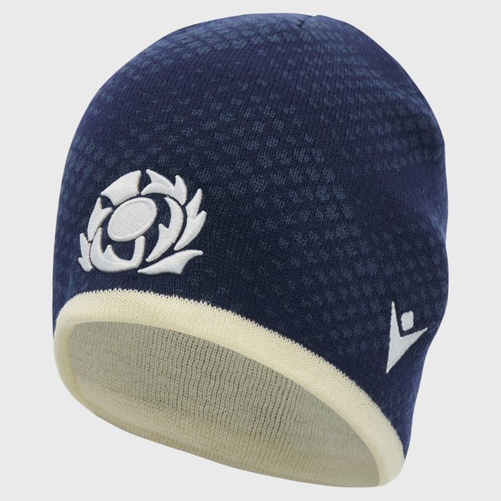 Macron Scotland Rugby Beanie Hat Navy/Sand 2026/27