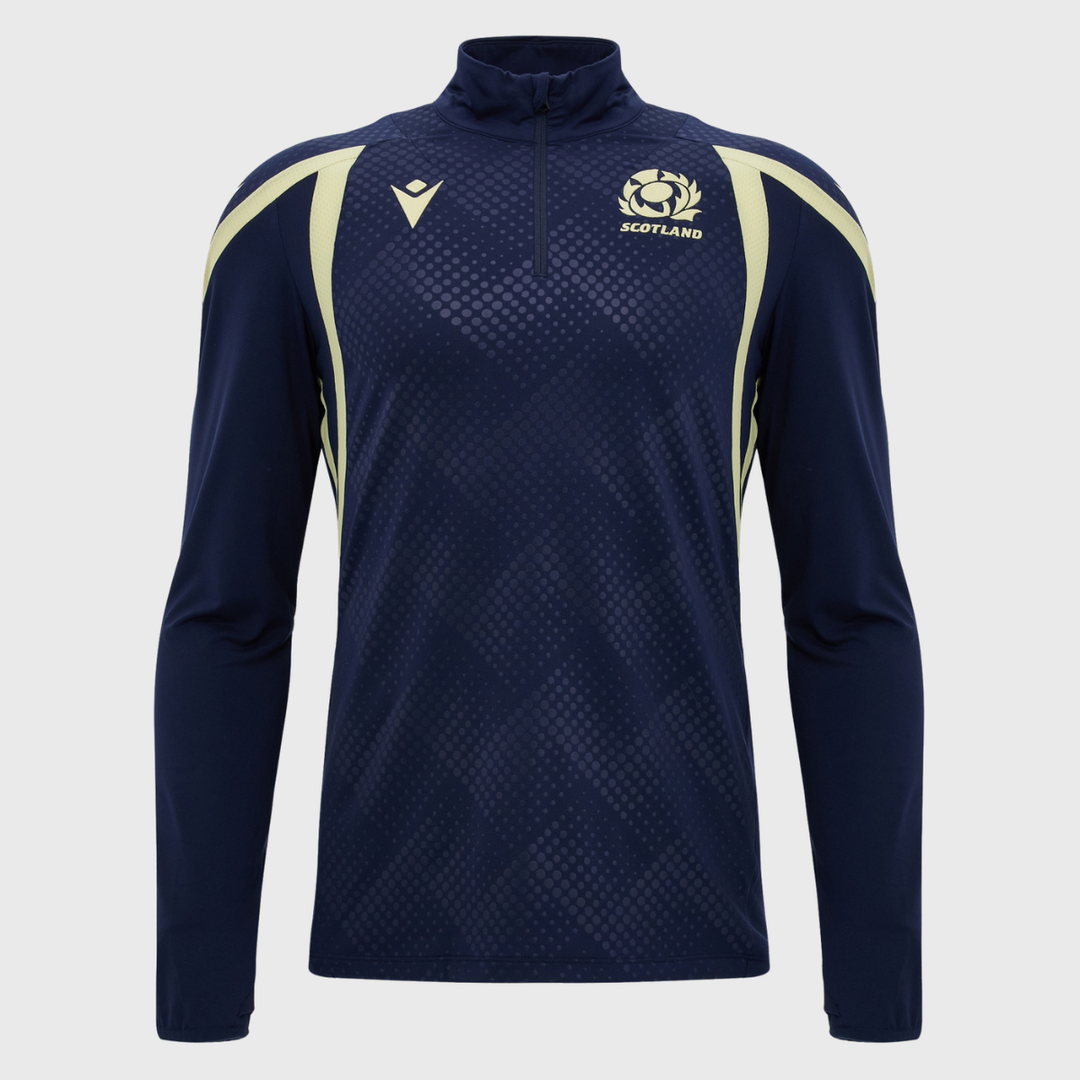 Macron Scotland Rugby 1/4 Zip Training Top Navy/Sand 2026/27