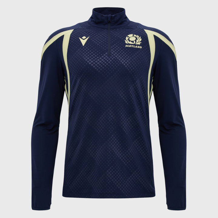 Macron Scotland Rugby 1/4 Zip Training Top Navy/Sand 2026/27
