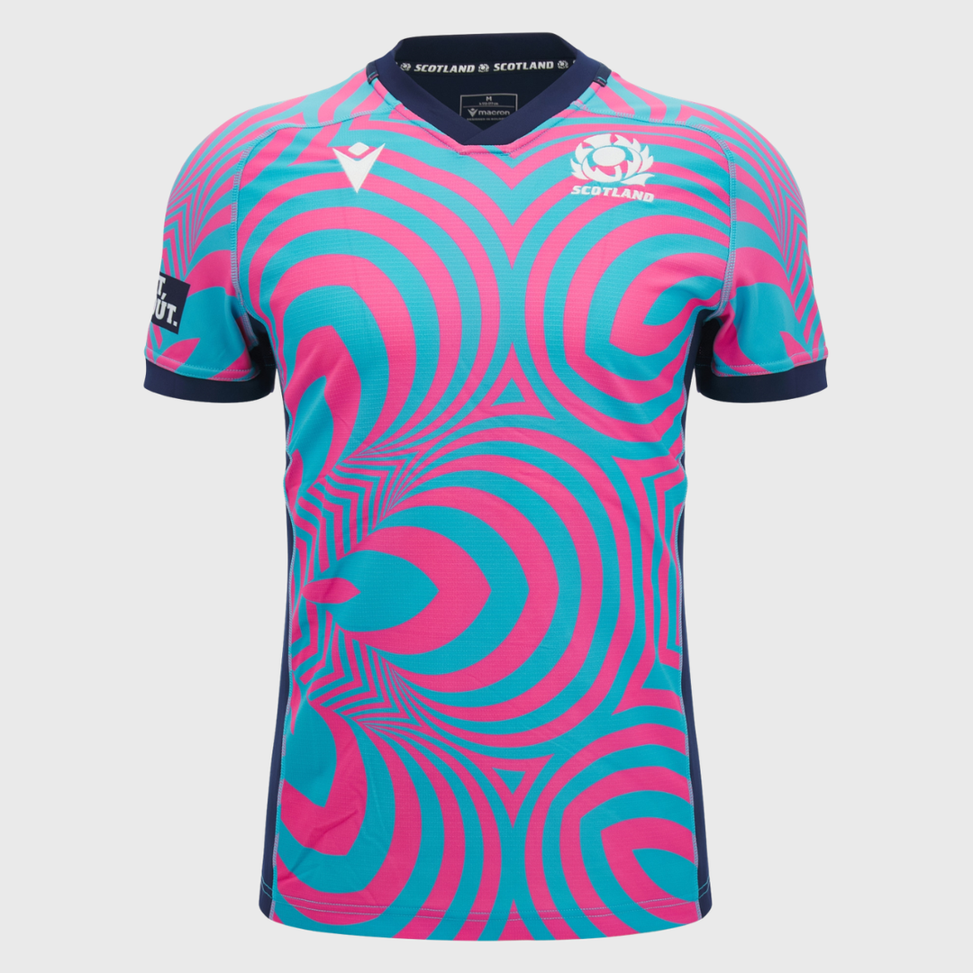 Macron Scotland Rugby Kid's Training Jersey Neon Blue/Pink 2026/27