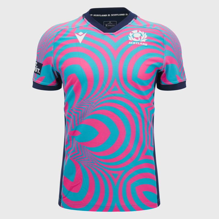 Macron Scotland Rugby Kid's Training Jersey Neon Blue/Pink 2026/27