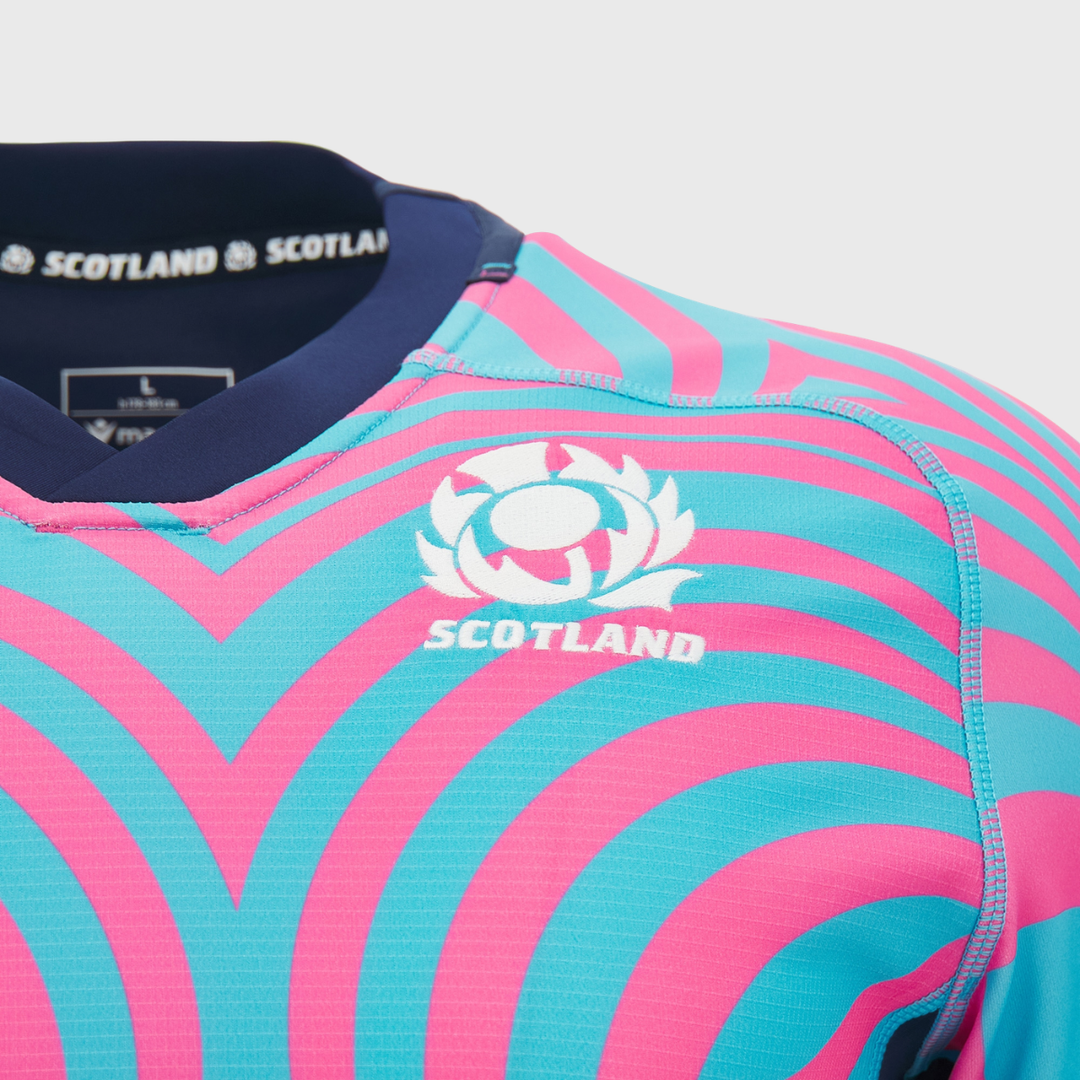 Macron Scotland Rugby Kid's Training Jersey Neon Blue/Pink 2026/27