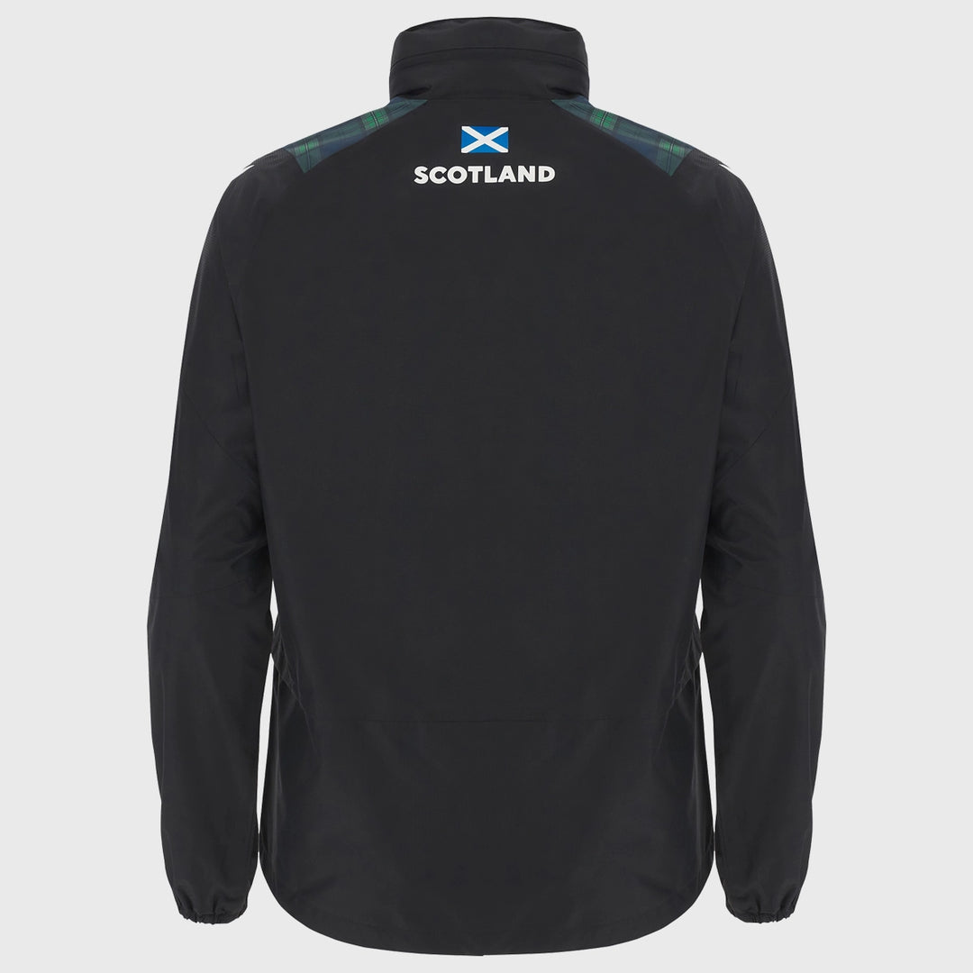 Macron Scotland Rugby Waterproof Jacket Black/Tartan - Rugbystuff.com