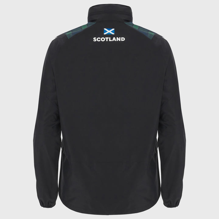 Macron Scotland Rugby Waterproof Jacket Black/Tartan - Rugbystuff.com