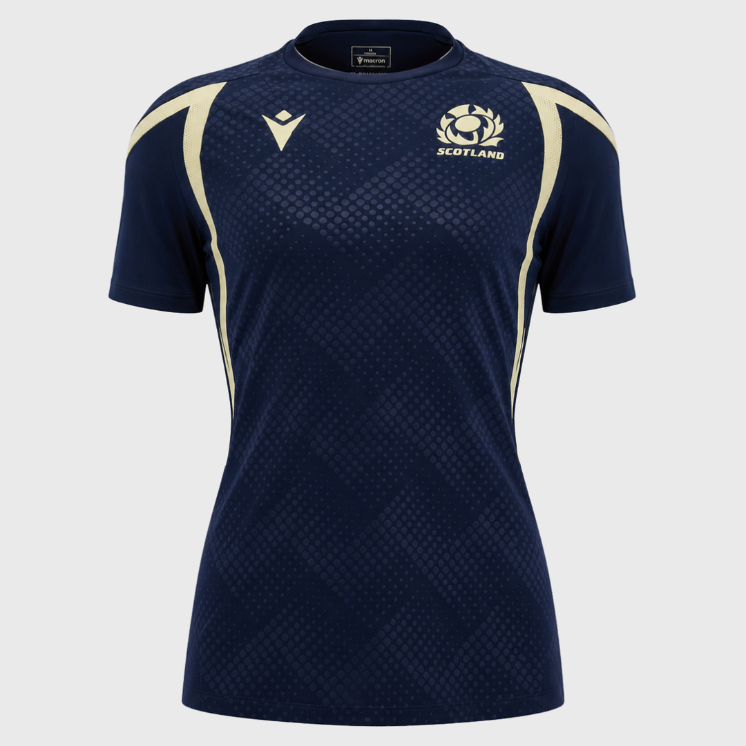 Macron Scotland Rugby Women's Poly Tee Navy/Sand 2026/27