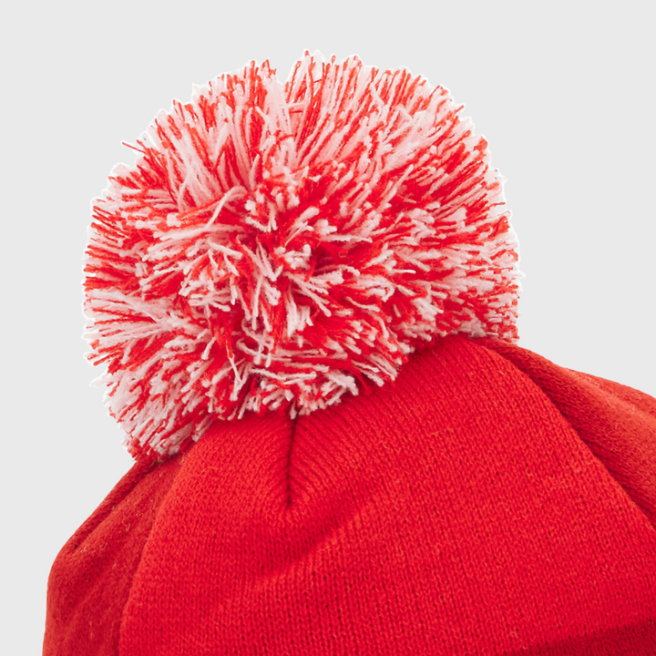 Macron Wales Rugby Bobble Beanie Hat Red 2025/26 - Rugbystuff.com