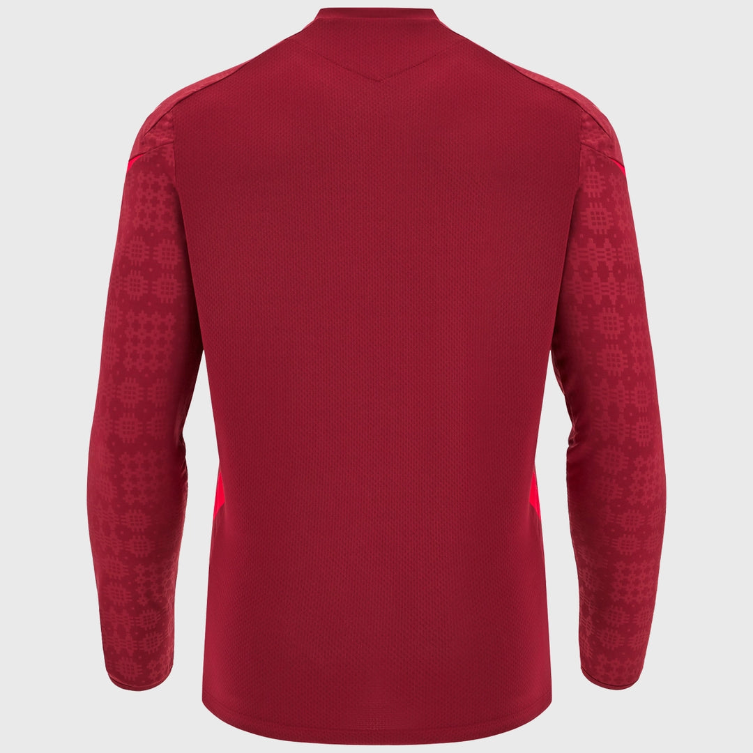Macron Wales Rugby Long Sleeve Poly Tee Dark Red 2025/26 - Rugbystuff.com