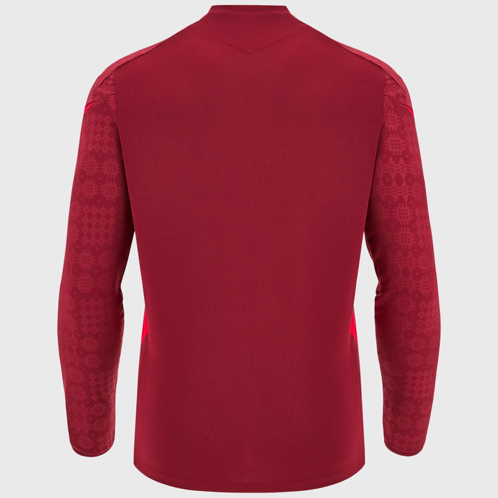 Macron Wales Rugby Long Sleeve Poly Tee Dark Red 2025/26 - Rugbystuff.com